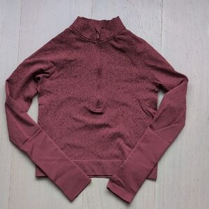 Lululemon Restless Half Zip Crop Maroon Long Sleeve Top